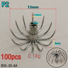 100pcs 200pcs 스테인레스 스틸 작은 오징어 후크 P 우산 크라운 낚시 낚시 바늘 P1-P8 스페인 칠레 미끼 액세서리 Jig pesca, P2-100개, P 시리즈