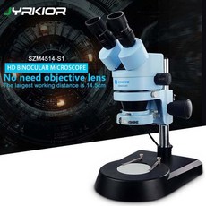 [해외] Jyrkior hd 쌍안 스테레오 현미경 줌 7x-45x 현미경 휴대 전화 수리 pcb 검사 납땜 산업 현미경, 1개