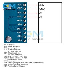  ICM20948 9 축 센서 모듈 IIC/SPI 인터페이스 3 축 자이로스코프 + 3 축 가속도계 + 자기장 디지털 모션 프, 한개옵션0 