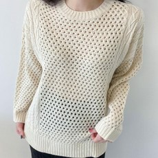 헤이린 여성 스카시 라운드 니트 GG