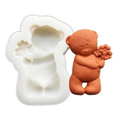 테디 베어 모양 실리콘 몰드 설탕 공예 초콜릿 컵케이크 베이킹 케이크 장식 도구, 1개