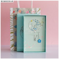 북마크 금속 책갈피 무료 글자새김 둥글부채, T01-상록(선물상자+핸드백)