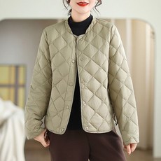 POMTOR 여성 가을 블랙 퀼팅 디자인 버튼 디테일 캐주얼 후드 짧은 패딩 자켓