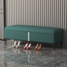 북유럽 수납형소파 현관 거실 벤치 수납 슈즈스툴 장의자 슬림신발장 쇼파, 100x40x40, 그린
