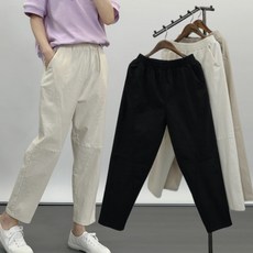 사라7351 세상편한 사방스판 밴딩 배기팬츠 9부