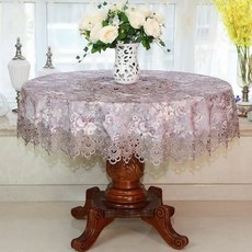 레이스 테이블보 식탁보 보호 커버 장식 목가적인 라운드 식탁보 식탁 천 홈 자수 테이블 커버 로즈 골드 장식 집 수건 신제품, 127