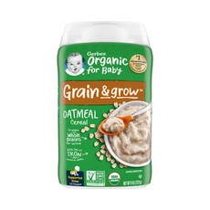 Gerber 거버 아기 이유식 그래인 & 그로우 organic 오트밀, 1개, 227g, 오트밀 맛 - 거버시리얼