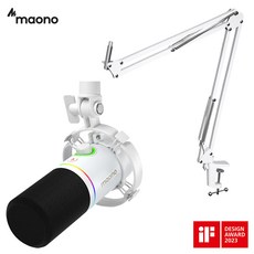 마오노 PD200X 팟캐스트 방송용 녹음용 USB XLR 다이나믹 마이크 정품 스탠드 패키지, PD200X 화이트 + B01 붐암스탠드 화이트