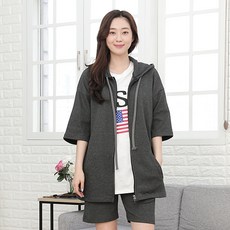에브리올 7부 후드 집업 자켓