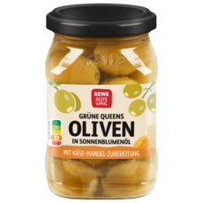 REWE Beste Wahl 베스트발 치즈 아몬드 그린 올리브 (병), 1개, 160g
