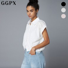 GGPX 스트링 펀칭 레이스 카라 블라우스 (GO5SH038F) 215787