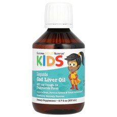 캘리포니아골드뉴트리션 노르웨이산 어린이용 대구 간유 천연 딸기 맛 - 200ml, 상품, 1개