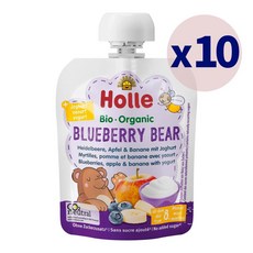 Holle 홀레 퀘치 블루베리 베어 애플 바나나 요거트 8개월 아기 과일 퓨레 파우치 85g 10개