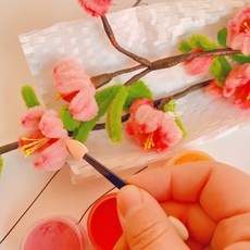모루 철사 공예 색조가루 파우더 모루꽃다발 색입히기, 핑크