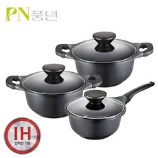 풍년 프리미엄 펄블랙 통주물 세라믹 코팅 냄비세트 3종 20편수 22양수 24양수, 없음, 1개