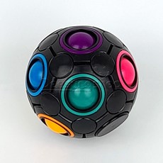레인보우 컬러볼 스피너 피젯볼 블랙 360도회전 무지개 원형 축구공 모양 팝잇 큐브 퍼즐 게임 가능