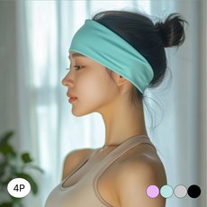 모드온 와이드 쿨링 스포츠 헤어밴드 4종, 1세트, 블랙, 그레이, 블루, 라벤더