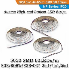 AUXMA 5050 RGB RGBW RGBCCT 5IN1 CRI80 60 LEDS M IP20 DC12V 24 V 300 LEDS REEL 5 METER REEL, RGBW 6000K DC24V White PCB 5m per reel^+30600
