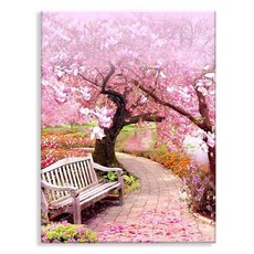 오로라데코덴 캔버스형 보석십자수 40x50cm, MK127 벚꽃나무 길