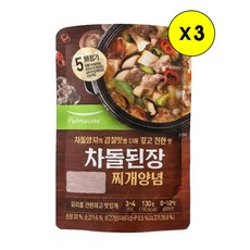 (냉장)[풀무원]차돌된장찌개양념130gx3, 종이박스포장, 3개, 130g