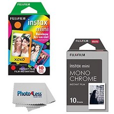 Fujifilm Instax Mini Instant Film Black (10 Sheets) + Instant Film Sky Blue (10 Sheets), 본문참고, Color = Rainbow - Monochrome