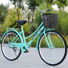 자전거 성인 가벼운 24인치 26인치 여성 통근, 고급 녹색 알루미늄 합금 테두리, 단일 속도, 정품 그린 고급 공장 직접 판매 단일 속도