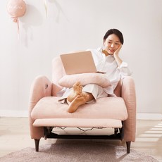 스스디 아잉 패브릭 전동 리클라이너 소파 1인용, 인디안핑크