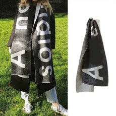 클럽대디레포츠 울머플러 ACNE ANCE 이니셜 양털 캐시미어 램스울 커플 타입 숄 투웨이 양면 여성 겨울