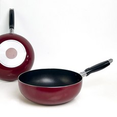 바른부엌 국산 업소용 마블 궁중팬 식당용 튀김팬 볶음팬 코팅웍, 22cm, 1개