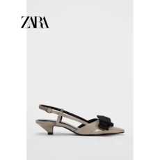 ZARA 자라 여성화 에나멜 리본장식 슬링백 굽 뮬러 슈즈 1236410