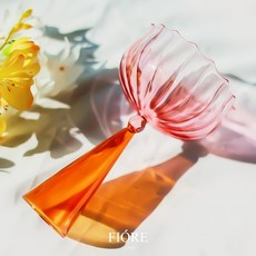 내열 유리 컵 예쁜 물컵 고블렛 맥주 와인 글라스 잔, [B급]핑크&오렌지(롱다리) 한개, 1개