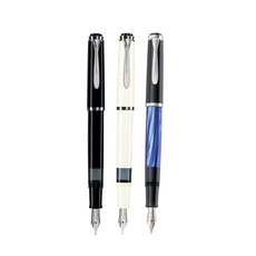 Pelikan 펠리칸 M205 만년필 Classic M205 입사 졸업 승진 선물, 펜촉 F 화이트 0.5mm