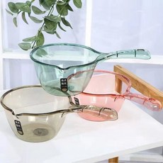 희재감성 다용도 손잡이 심플 욕실 투명 바가지, 1개, 핑크