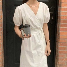DANA다나1_여성 여름 반팔 스트랩 퍼프 단정한 원피스 데이트 여름원피스 여성스러운원피스 단정한원피스 여성정장원피스 오피스원피스+fkdβuh