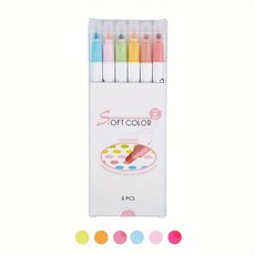 6 개/대 라이트 컬러 도트 페인팅 브러쉬 세트 더블 팁 파인 펜 및 마커 사무실 학교 용품, Pink 6pcs, 1개