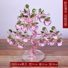 선물용 크리스탈 사과 나무 장식품 카페 인테리어소품, 핑크 (18개)