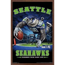 NFL 시애틀 Seahawks - End Zone 14.725 x 22.375 Mahogany (14.725" x 22.375" Mahogany Framed Version), 본상품