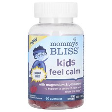 Mommy's Bliss 어린이가 느끼는 마그네슘 및 l-테아닌 함유 무설탕 구미젤리 만 4세 이상 라즈베리 레모네이드 구미젤리 60개, Mommy's Bliss 어린이가 느끼..., 1개, 60정