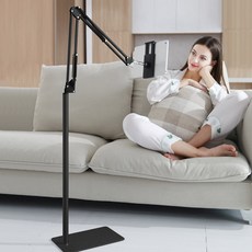 인체공학디자인 자바라 스탠드 거치대 관절형 삼각대 스마트폰 태블릿 받침대 패드 다용도 소파 누워서 앉아서, 화이트