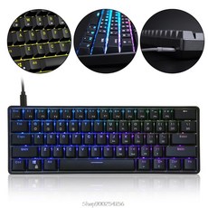 SK61 휴대용 60% 기계식 키보드 Gateron 광학 스위치 백라이트 핫 스왑 D16 20 Dropship|키보드|, 1개, 단일, WGateron Green