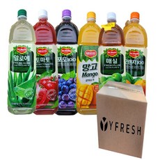YFRESH)과채음료 1.5L 세트(델몬트 망고 매실 알로에 오렌지 토마토 포도)1.5L +YFRESH박스