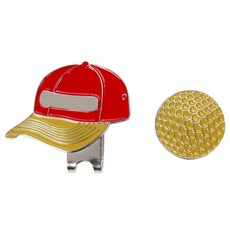 Magnetic Golf Hat Clips Ball Marker Professional Golf Training Aids Accessories, Red with yellow, 1개
