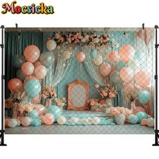 웨딩 사진 배경 풍선 커튼 장식 신부 초상화 스튜디오 소품 배너, 1개, 109) Ploy-210x150cm - 13