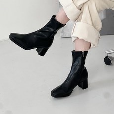 나나구두 여성 사각코 가보시 스판 텐션 앵클부츠