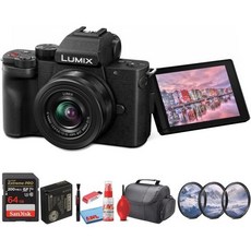 사진 및 비디오 블로깅을 위한 12-32mm 렌즈가 장착된 파나소닉 루믹스 G100 4K 미러리스 카메라(DC-G100KK) + 12-35mm 렌즈 필터 키트 64GB 카드 리, Camera + 12-32mm Lens, Retail
