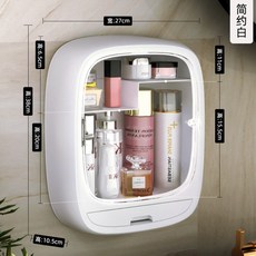 벽걸이형 화장품정리대 머리띠정리대 목걸이 향수 수납함 탈부착 선반 3color, [화이트, 사각형모델] 벽걸이형 화장품 정리대 + 1개