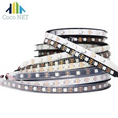 개별 주소 지정 가능 스마트 픽셀 LED 테이프 RGB LED 스트립 WS2812B DC5V WS2812 블랙 화이트 PCB 방수 I