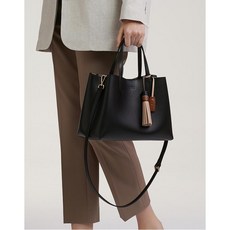 닥스 악세서리 여성 19FW [SOMERSET]블랙 체크안감 가죽 토트백 WCBA9F361BK