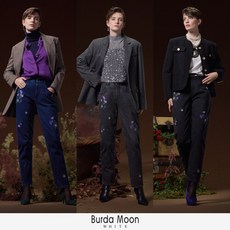 [Burda Moon]부르다문화이트 기모가공 자수 데님팬츠1종