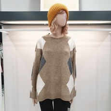 르샵 르샵 아가일 체크 루즈핏 니트 LK1KP588A1